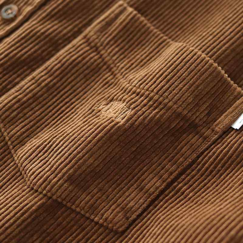 シャツ 男性用 アメカジ 日系 レトロ コーデュロイ 厚手 ルーズフィット ドロップショルダー トップス ..