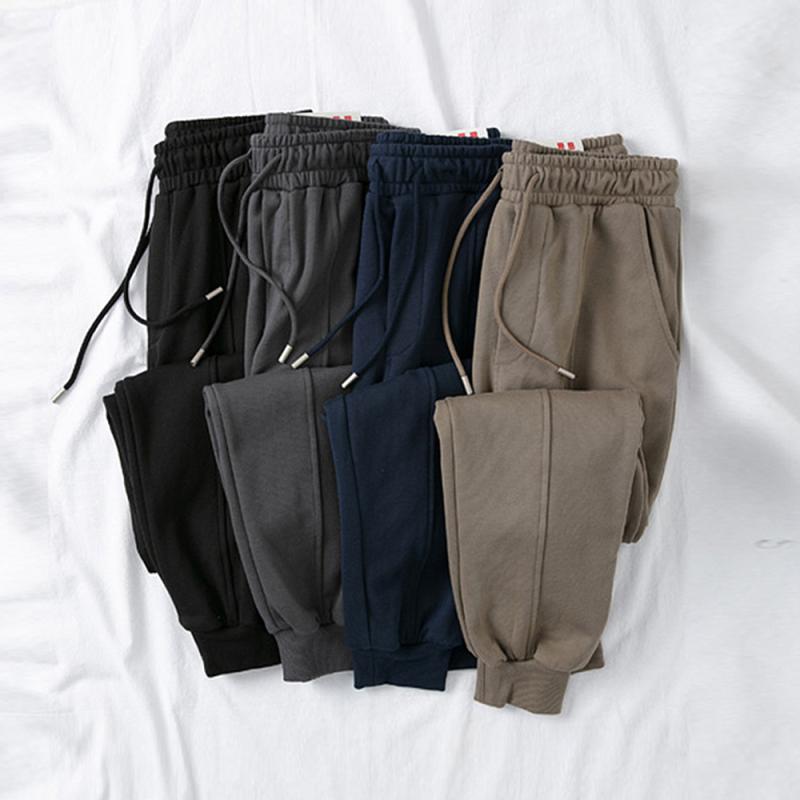 パンツ 男性用 スウェットパンツ 厚手 裏起毛 絞り裾 リラックスパンツ アウトドア ウェア コットン100% ブラック 暗夜グレー 水墨ブル..