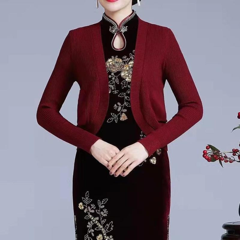 カーディガン レディース ミセス 結婚式 パーティー ショール ニット 長袖 Vネック 薄手 オフィス 冷房対策 紫外線対策 シンプル 無地 白 黒 赤 ワインレッド コットン