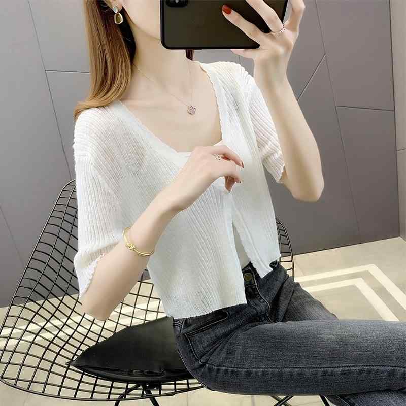 カーディガン レディース 薄手 ニット ショート丈 ショール 接触冷感 冷房対策 Vネック トップス 羽織り 通勤 オフィス きれいめ 春夏