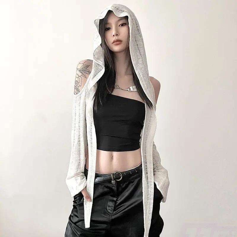 Tシャツ レディース 長袖 パーカー 接触冷感 薄手 アウター 紫外線対策 日焼け防止 欧美風 カジュアル 韓国風 トップス 白 黒