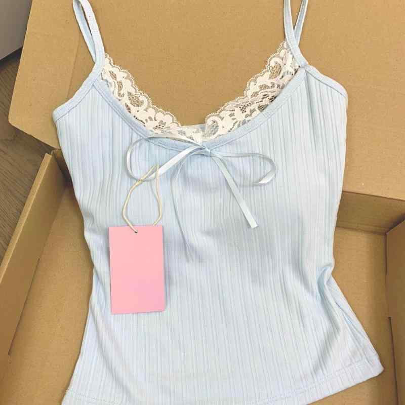 キャミソール レディース レース コットン Vネック ショート丈 トップス スリムフィット 伸縮性 海綿 ..