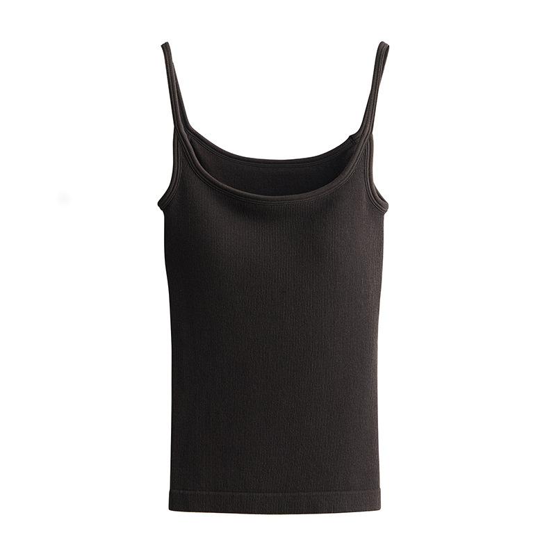 キャミソール レディース 吊り tops トップス 桑蚕糸 シルク混紡 無縫製 一体型 胸パッド付き スクエアネック インナー レイヤード 重ね着 肌着 部屋着 リラックスウェア ランジェリー ブラック 黒 ホワイト 白 グレー