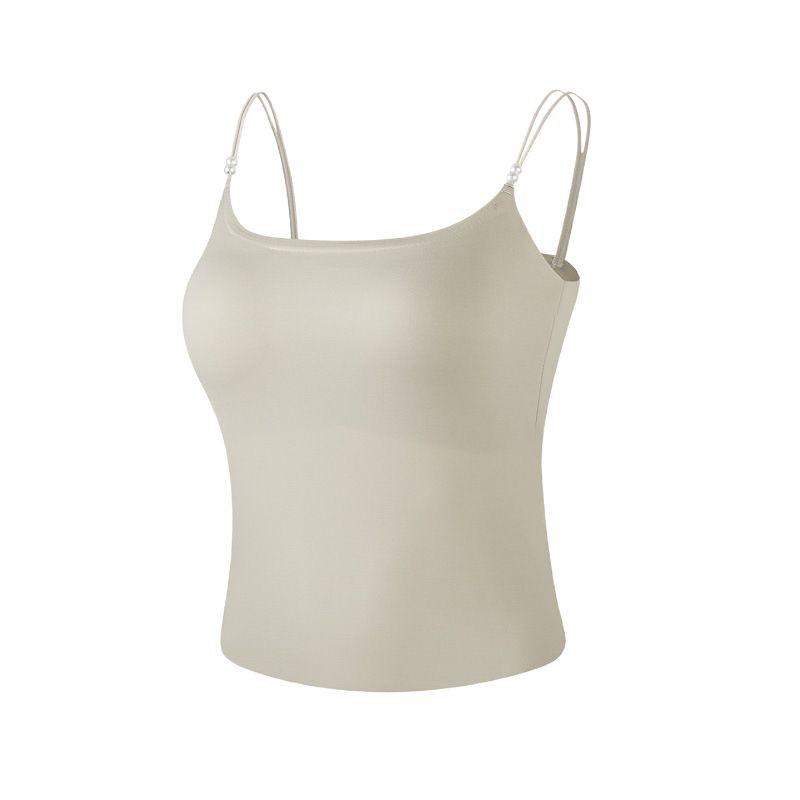Camisoles - キャミソール レディース 山茶花 香り 接触冷感 ブラトップ 一体型 ノンワイヤー インナー 薄手 背中見せ 米ブラウン 夢境ブラック 月光ホワイト M L XL 伸縮性 通年
