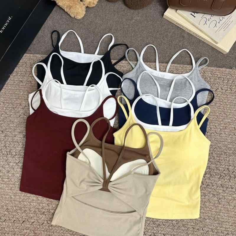 キャミソール レディース 春夏 ブラトップ付き チューブトップ へそ出し ショート丈 トップス 肌見せ セクシー インナー 接触冷感 ストレッチ 伸縮性 ノースリーブ 無地 黒 白 黄色