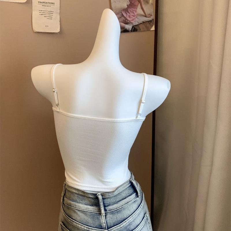 キャミソール レディース 無地 コットンブレンド インナー トップス ショート丈 胸パッド付き ホワイト グレー ブラック レッド 春夏 秋冬 レイヤード 普段使い