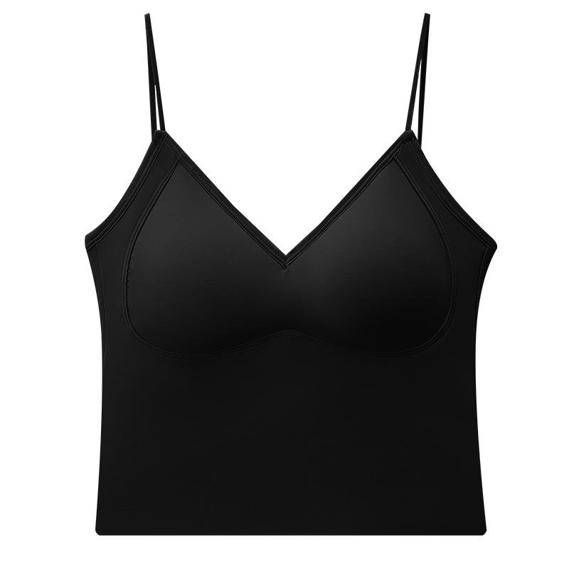 タンクトップ レディース 接触冷感 Vネック 薄手 厚手 胸パッド付き 聚拢 美背 部屋着 普段使い 春夏 ..