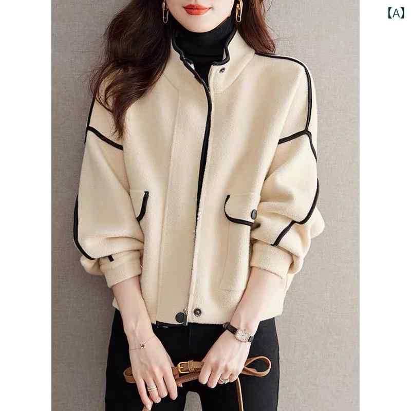 シャドーテールのニット カーディガン レディース 秋冬 立体裁断 ゆったり 羽織り アウター トップス ニット ジャケット 長袖 ハーフハイネック フロントジップ 伸縮性 ミディアム丈 普段使い 通勤 オフィス ベージュ ブラウン ブラック｜アングル2