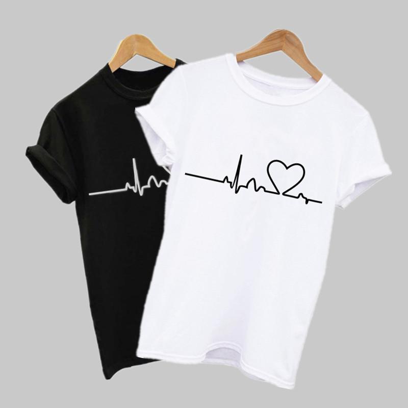 Rakuten - Tシャツ レディース 半袖 春夏 プリント トップス カットソー 混紡綿 ポリエステル ブラック ホワイト ストリート カジュアル かわいい