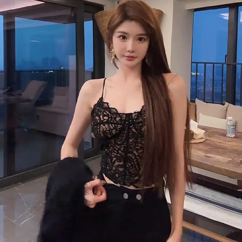 キャミソール レディース ランジェリー 接触冷感 レース Vネック 刺繡 セクシー 裹胸 インナー 黒 シャ..