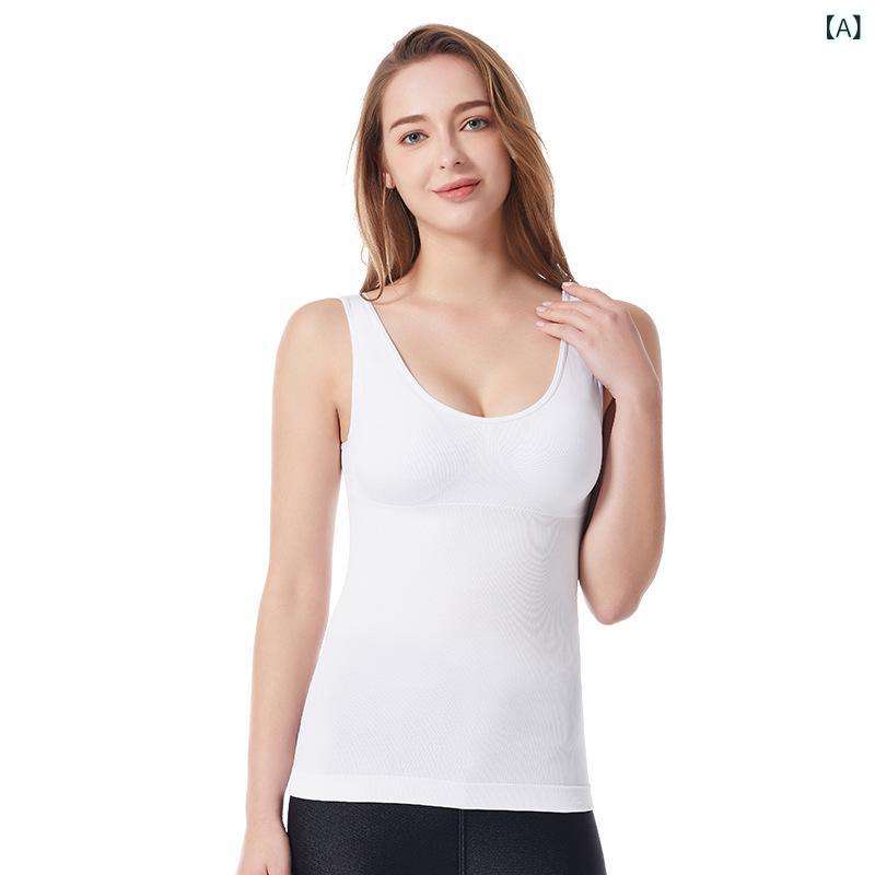タンクトップ レディース 無縫製 スポーツブラ カップ付き 補正下着 インナー キャミソール ヨガウェア ルームウェア ナイロン