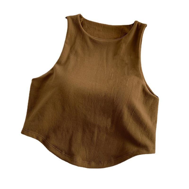 タンクトップ レディース ノースリーブ ショート丈 無地 トップス スリムフィット カジュアル 春夏 秋冬 白 黒 ベージュ コーヒー色