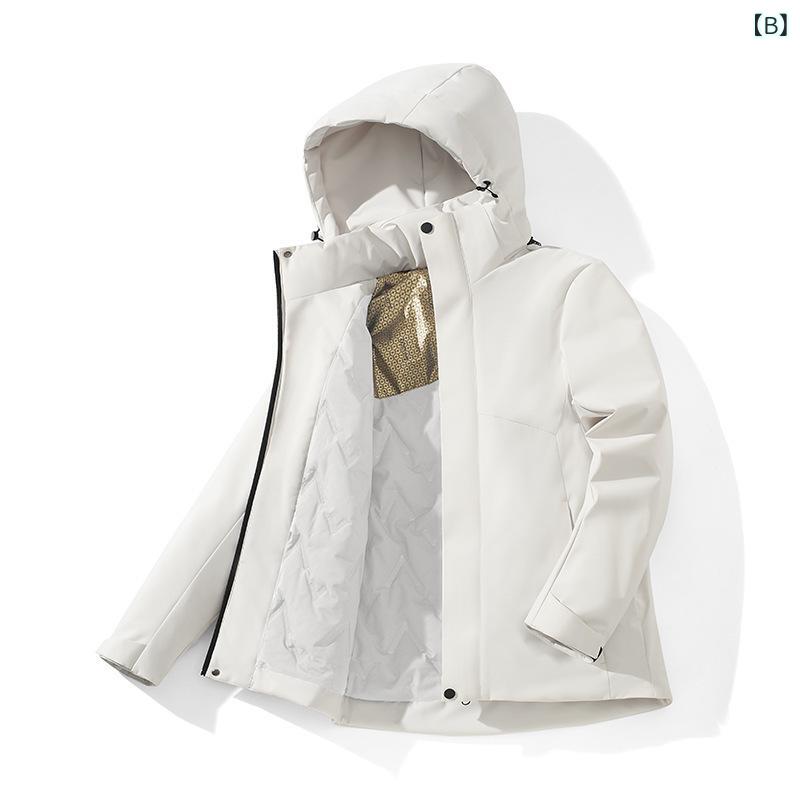 マウンテンパーカー メンズ レディース 防風 防水 防寒 中綿入り ジャケット ペア 石墨烯 Graphite烯 加熱 アウトドア ワークウェア ブラック アイボリー ブルー