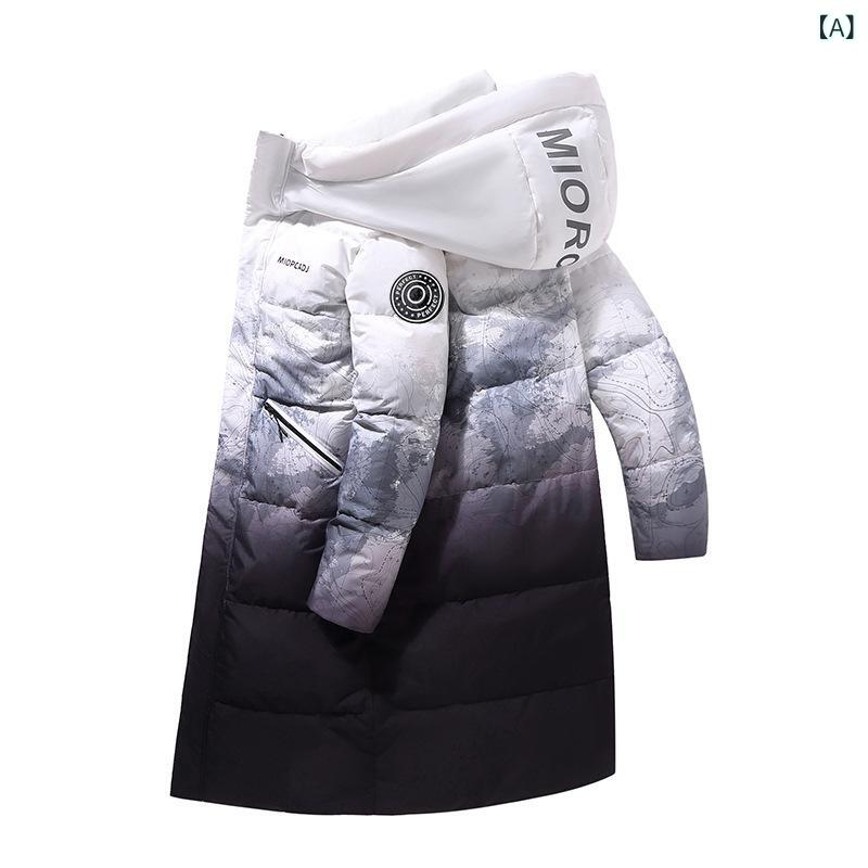 羽绒服 男女兼用 ロング丈 膝丈 白ダックダウン 厚手 防寒 アウター ジャンパー 暖かい ポリエステル ..