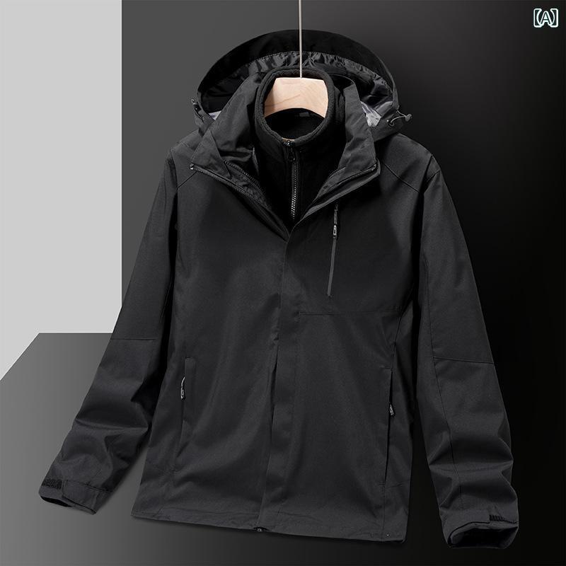 マウンテンパーカー メンズ レディース 登山ウェア 防風 防水 取り外し可能 フリー...