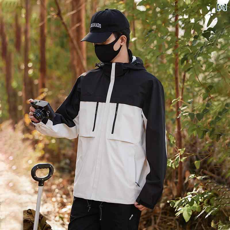 マウンテンパーカー メンズ レディース 防風 防水 アウター ジャケット 登山 スキー ウェア ポリエステル 無地 春秋 アウトドア 男性用 女性用 ユニセックス 2