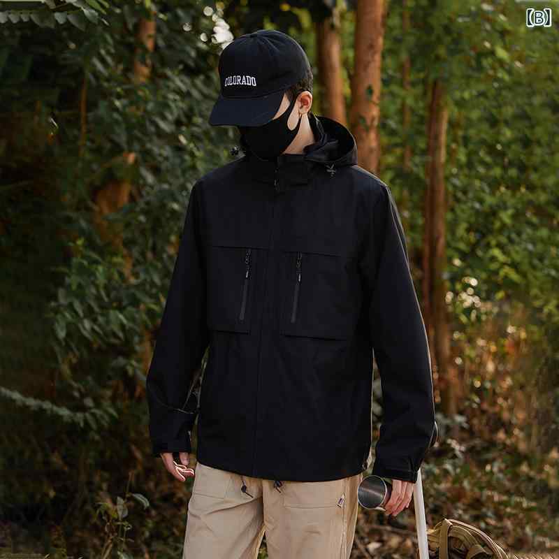 マウンテンパーカー メンズ レディース 防風 防水 アウター ジャケット 登山 スキー ウェア ポリエステル 無地 春秋 アウトドア 男性用 女性用 ユニセックス 3