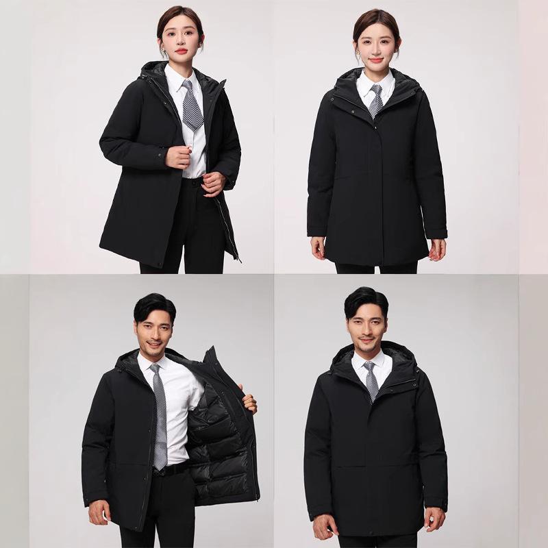 ダウンジャケット 男性用 貼り付け可能 90%ホワイトダックダウン 取り外し可能フード 防寒 防水 防汚 ..