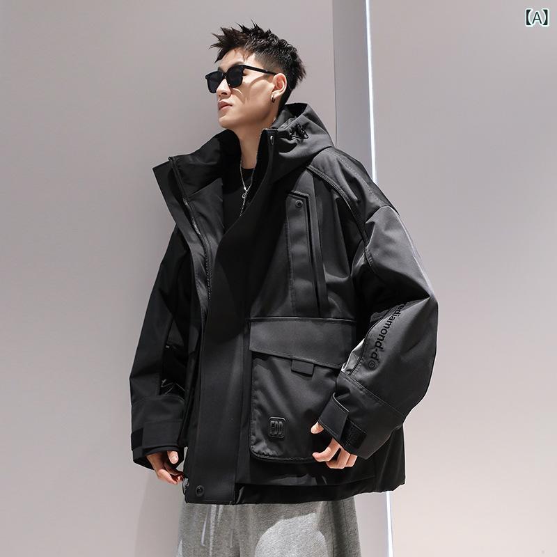羽绒服 メンズ 男性用 フード付き ライトアウター 冬 防寒 暖かい カジュアル ゆっ...