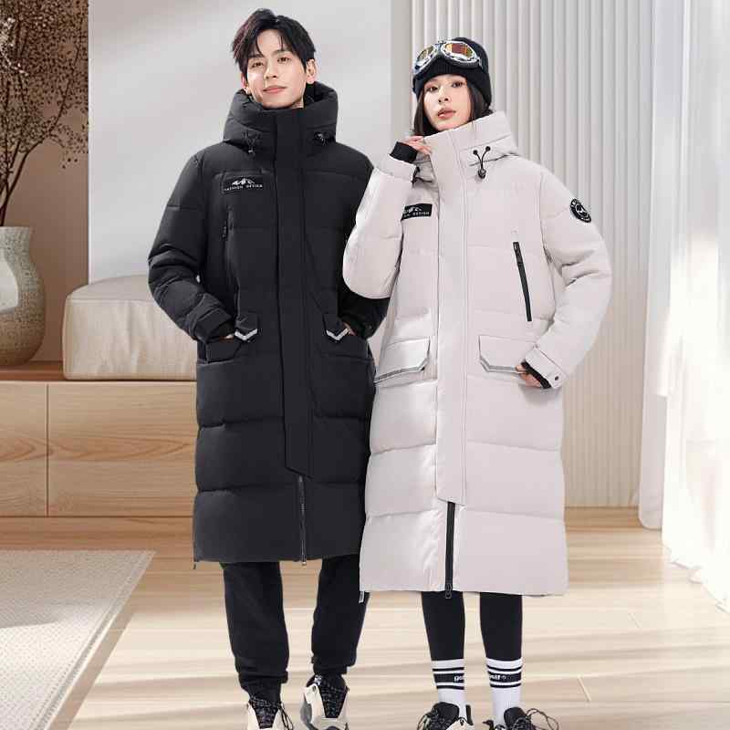 羽绒服 男性用 ダウンジャケット ロング丈 防水 防風 防寒 立襟 フード付き 黒 白 S M L XL 2XL 3XL 4XL ゆったりサイズ あったか 暖か 秋冬