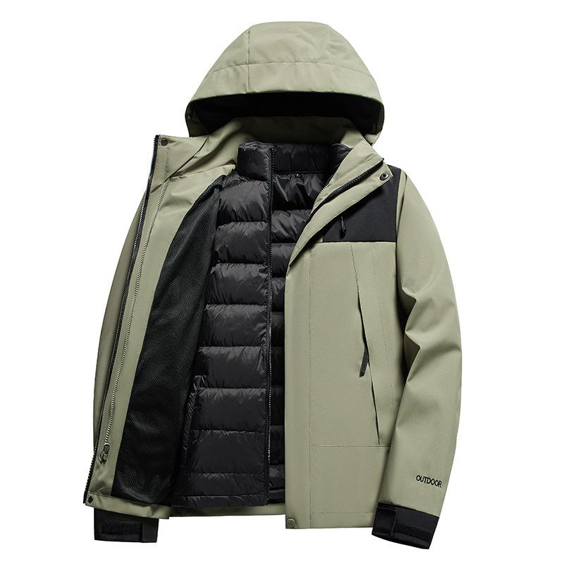 羽绒服 メンズ アウトドア スポーツウェア 防寒 撥水 透湿 連帽 アウター 2点セット 秋冬