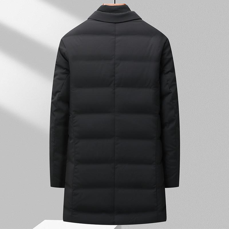 ダウンジャケット メンズ 男性用 秋冬 中綿 襟付き 取り外し可能 マフラー付き 防寒 暖か 厚手 黒 無地 ビジネス 紳士服 アウター