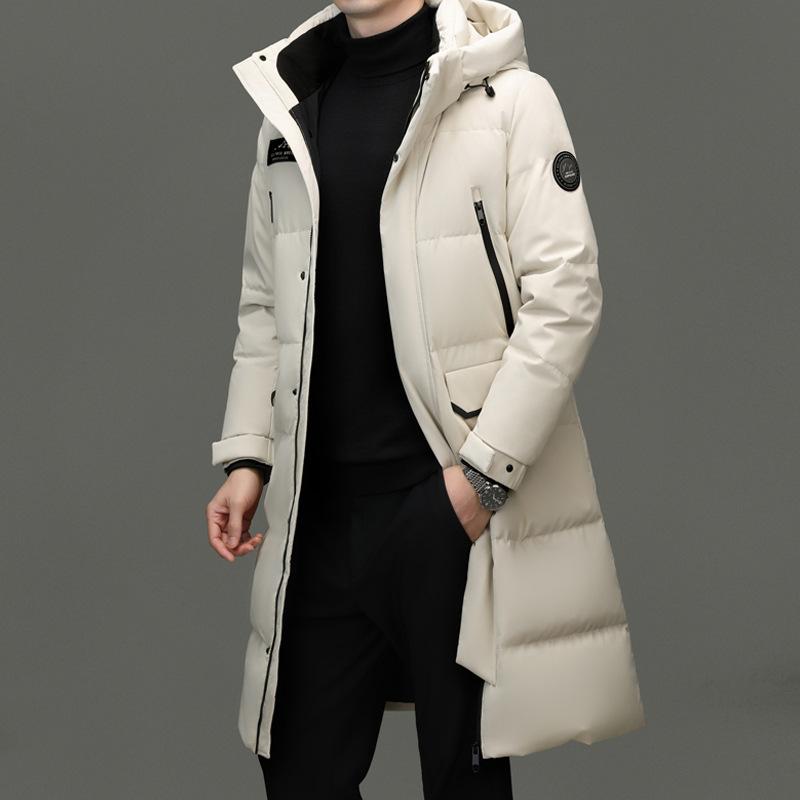 羽绒服 男性用 中年 合体 防水 防寒 撥水加工 フード付き 取り外し可能 無地 冬 アウトドア 普段使い 黒 ブラック系