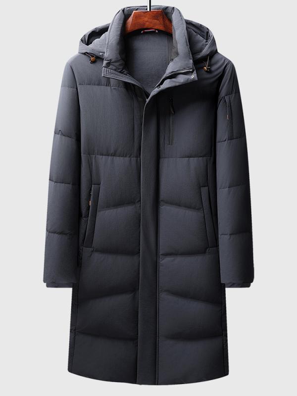 羽絨服 メンズ 男性用 ダウンジャケット 厚手 防水 防寒 立襟 フード付き 黒 シルバーグレー