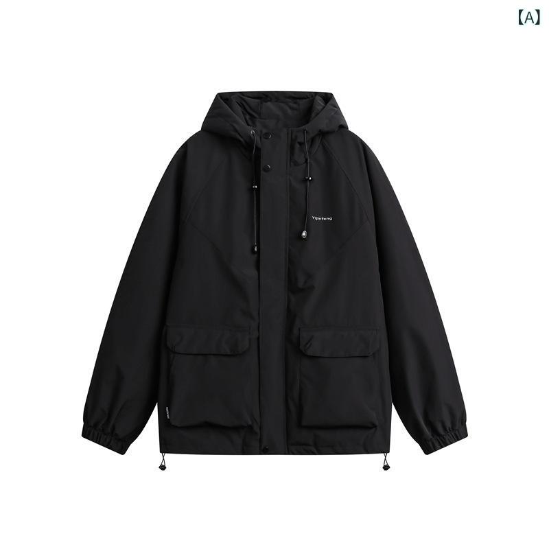 羽绒服 メンズ 男性用 フード付き ダウンジャケット 秋冬 防寒 暖かい 厚手 アウター ジャンパー ブルゾン 黒 ブラック 赤 レッド 紺 ネイビー S M L XL 2XL