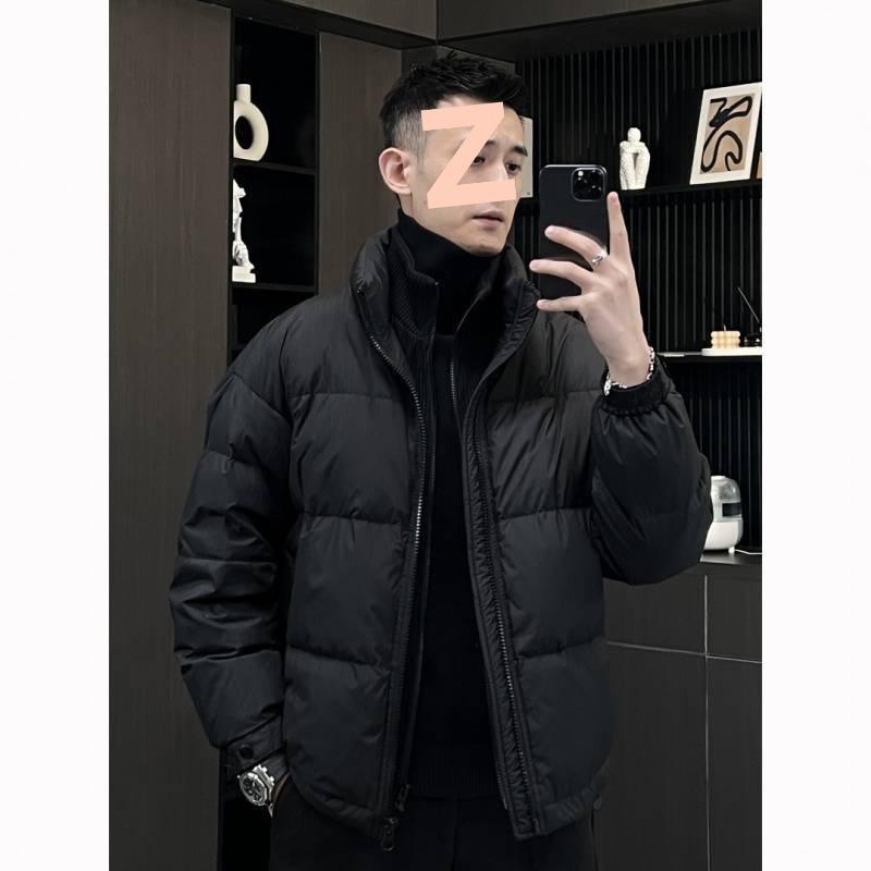 羽毛 ダウンジャケット 男性用 ニット 切り替え 秋冬 ファッション ショート丈 カジュアル ゆったり あったか アウター 伸縮性