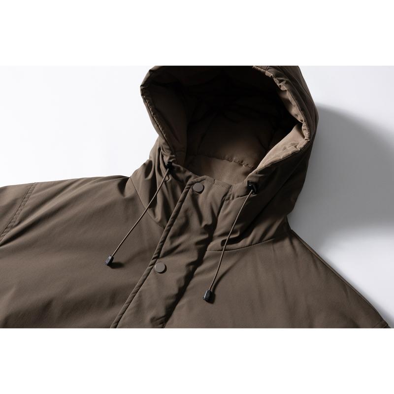 羽绒服 男性用 アウトドア 防寒 アウター 白鸭绒 ポリエステル 連帽 宽松 厚手 ブラック カーキ