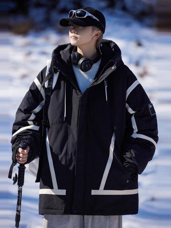 羽毛 ダウン ジャケット 男性用 厚手 フード付き アウトドア 軽量 撥水性 防寒 スポーツ 普段使い ブラック ホワイト ポリエステル