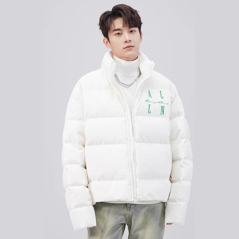 ダウンジャケット 男性用 ゆったりサイズ 防寒着 ホワイト ブラック コットン 冬物