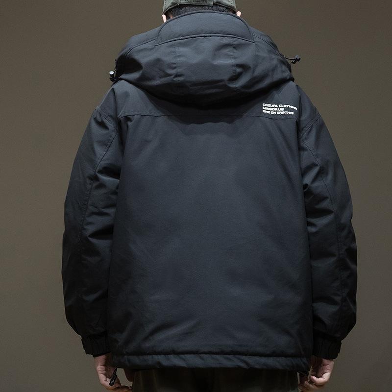 羽絨服 メンズ 男性用 フード付き 防寒 アウター ジャンパー ブルゾン ワークスタイル 灰ダックダウン ポリエステル ブラック 黒 ホワイト 白 コーヒー