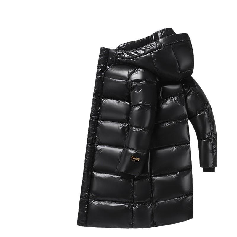 羽绒服 メンズ レディース 防寒 アウター 黒 金 白鵝絨 立襟 フード付き ロング丈 ゆったりサイズ ストリート カジュアル あったか