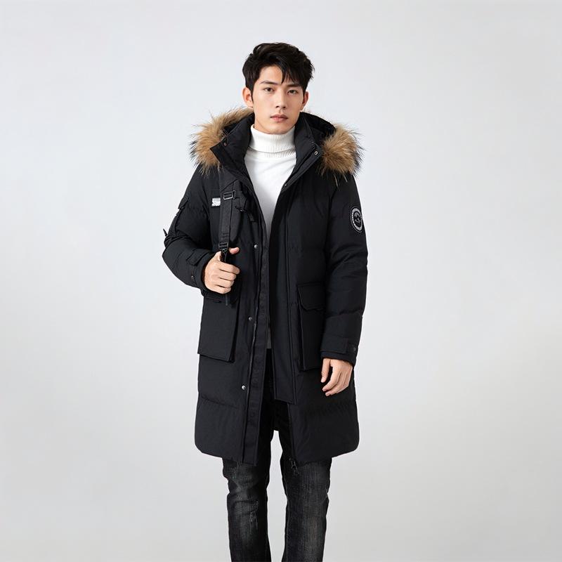 羽絨服 男女兼用 ペア 防寒 アウター 極寒地対応 フード付き ロング丈 厚手 ジャケット ポリエステル 無地 日系 普段使い 旅行 秋冬