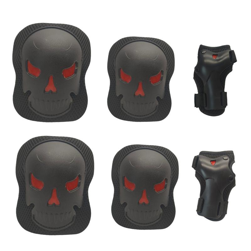 スポーツ用 プロテクター 子供用 ローラースケート 膝 肘 手首 スケルトン柄 バランスバイク 膝パッド ..