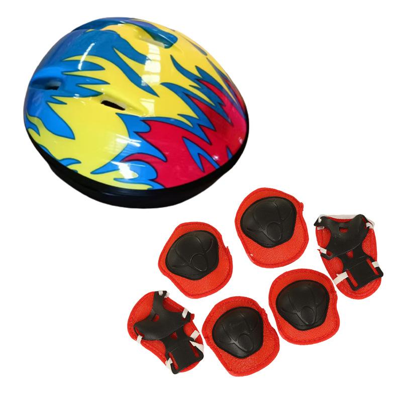 子供用 ヘルメット プロテクター 7点セット 膝当て 肘当て 手首ガード バランスバイク ローラースケート スケートボード 転倒防止 衝撃吸収