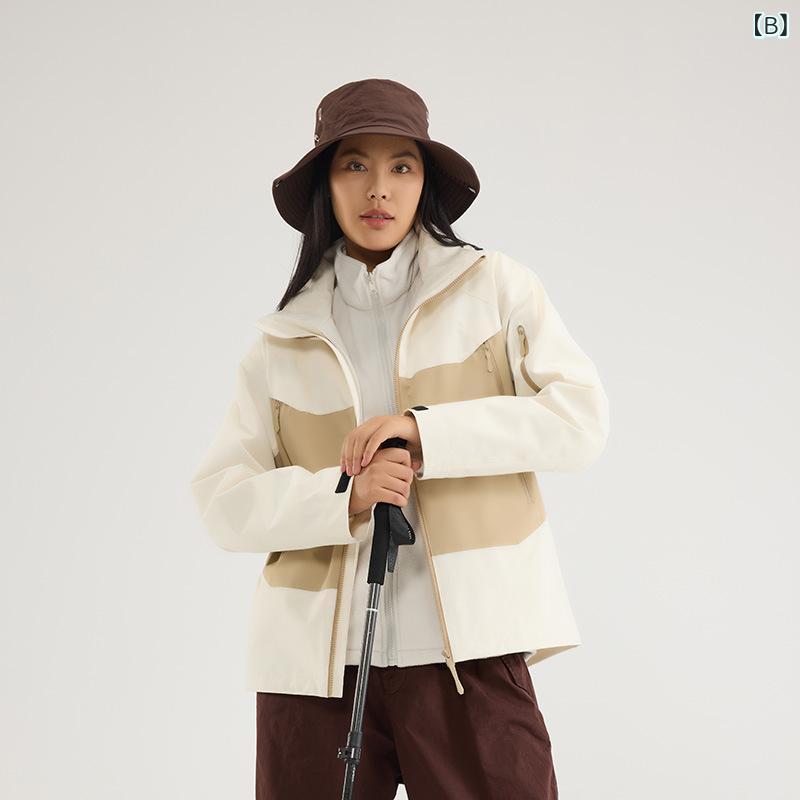 マウンテンパーカー メンズ レディース 防風 防水 登山ウェア スキーウェア アウトドアウェア 防寒着 フリース インナー付き 3way 配色 切り替え 春秋冬 2
