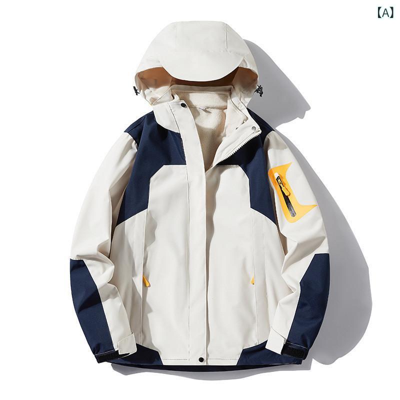 マウンテンパーカー レディース メンズ 防風 防水 防寒 登山ウェア アウトドア ジャケット 取り外し可能 フリース インナー付き 2点セット 黒 白 紫 ピンク グレー デニム S M L XL 2L 3L 4L 5L 2