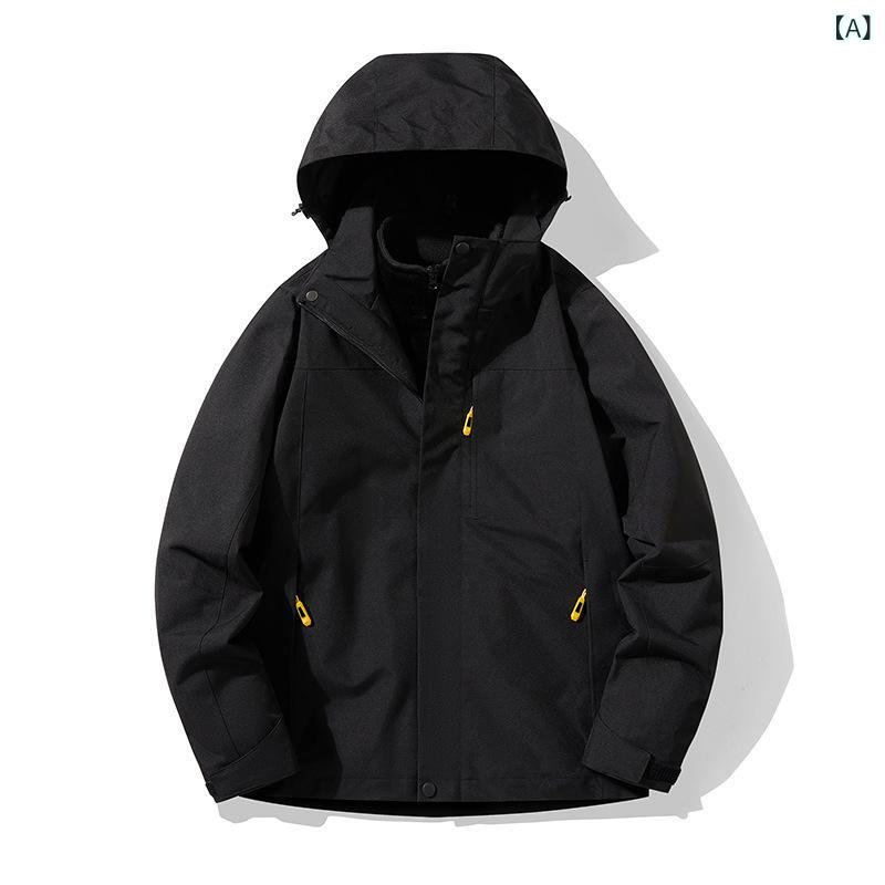 マウンテンパーカー メンズ レディース 防寒着 秋冬用 防水 防風 アウター 取り外し可能 フリース ジャケット 2点セット 登山 スキー ウェア アウトドアウェア 男性用 女性用 ペア 黒 ブラック ネイビー パープル ピンク 2