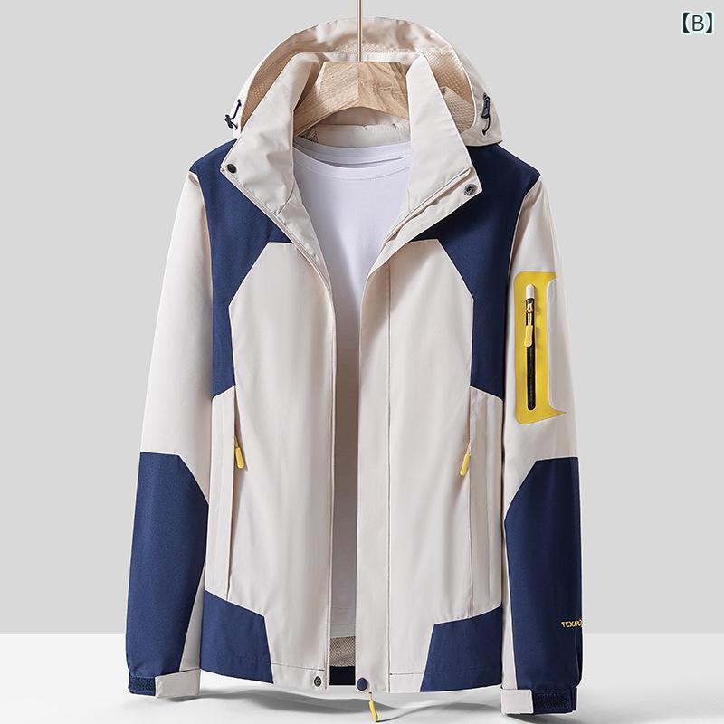 マウンテンパーカー 男女兼用 アウトドア 登山用ウェア 防水 防風 フィッシング ジャケット 春秋 シングルレイヤー 黒 白 グレー