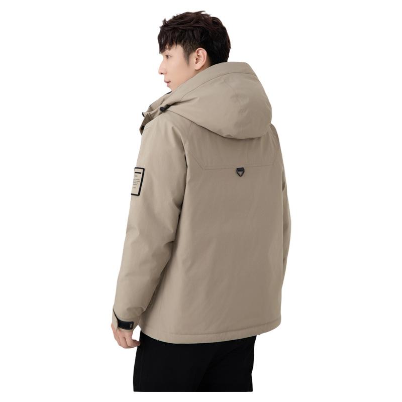 ダウンジャケット メンズ 男性用 フード付き 防寒 撥水 透湿 通勤 ポリエステルフード付き 600フィルパワー ブラック カーキ