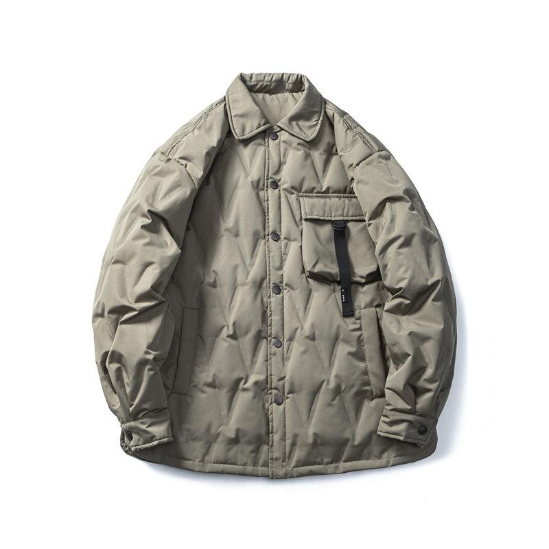 羽绒服 山系 アウトドア 男性用 菱形 格子柄 ゆったり 厚手 防寒 アウター グレー グリーン ブラック 冬