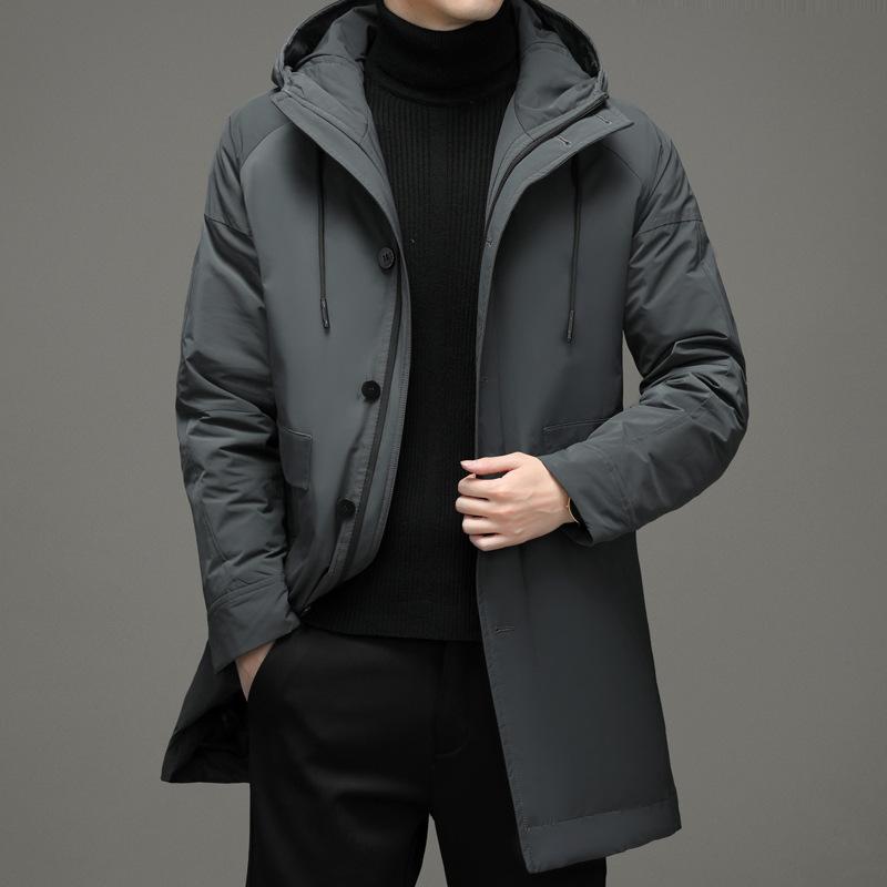 ダウンジャケット メンズ 中綿 アウター フード付き 男性用 カジュアル 防寒 中年 合体型 普段使い ブラック 黒 灰色 グレー ポリエステル100% 秋冬