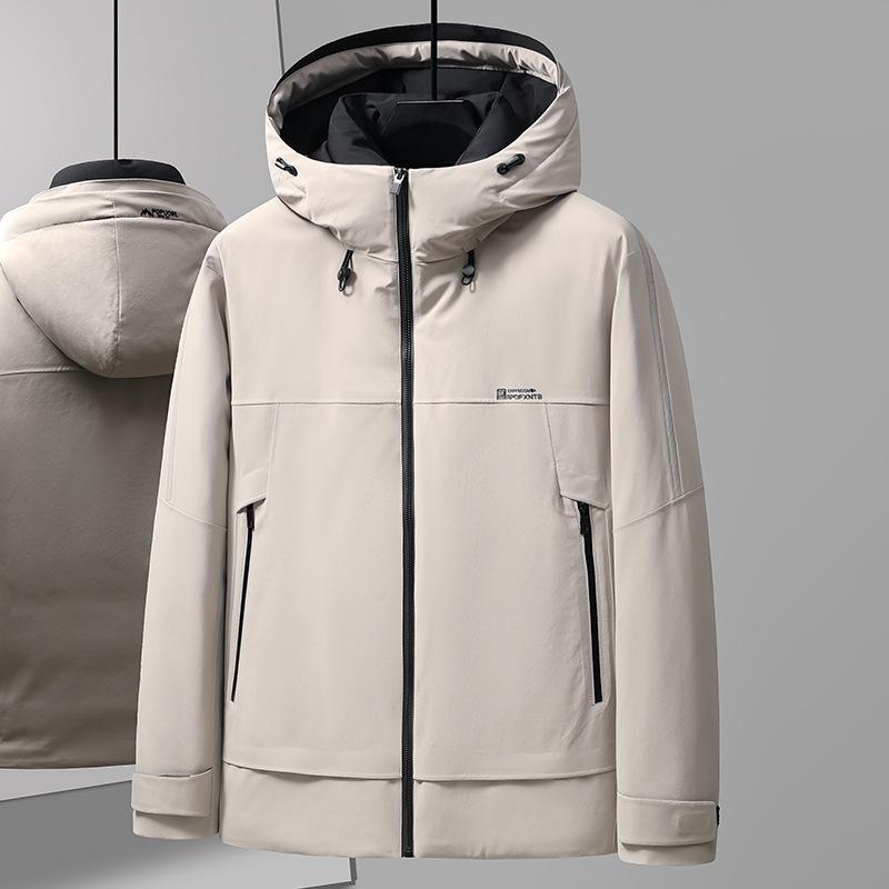 羽绒服 男性用 连帽 アウター ジャケット 防寒 防水 透湿性 ポリエステル 黒 カーキ色 普段使い アウトドア 秋冬