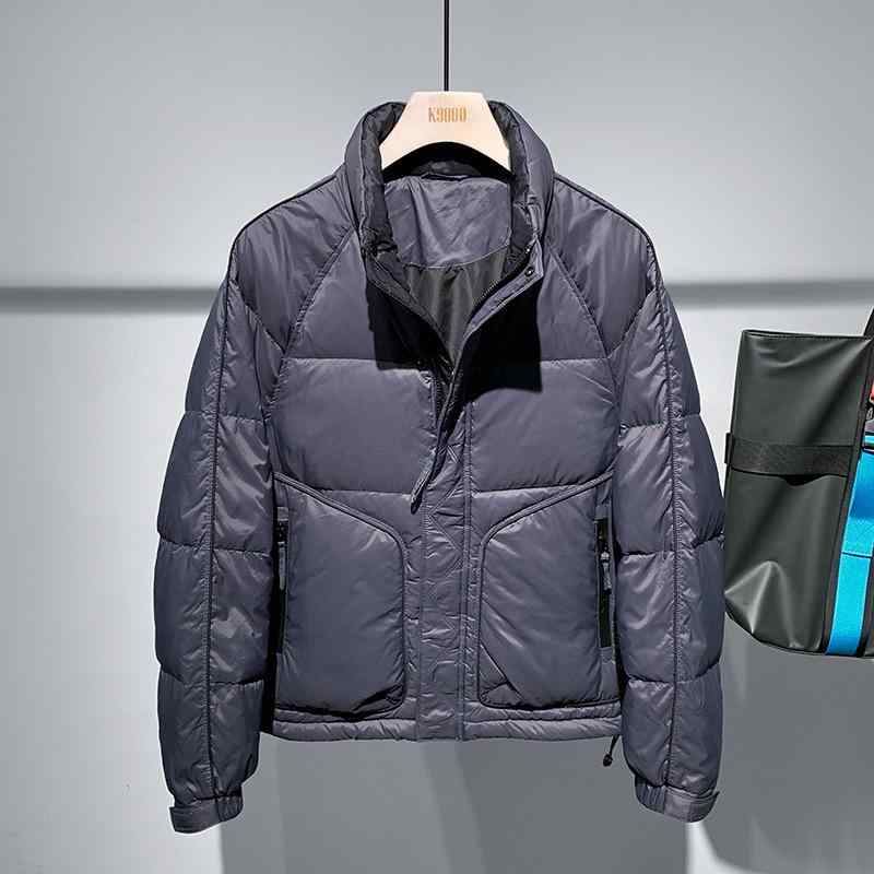 羽毛布団 男性用 ブルゾン ゆったり ショート丈 防寒 アウター 立ち襟 トップス カジュアル スタイル ..