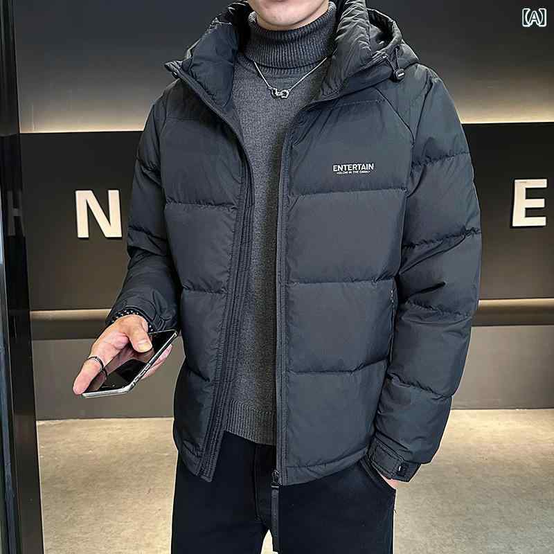 ダウンジャケット 男性用 防寒 撥水 フード付き ライトダウン 軽量 暖かい ショー...