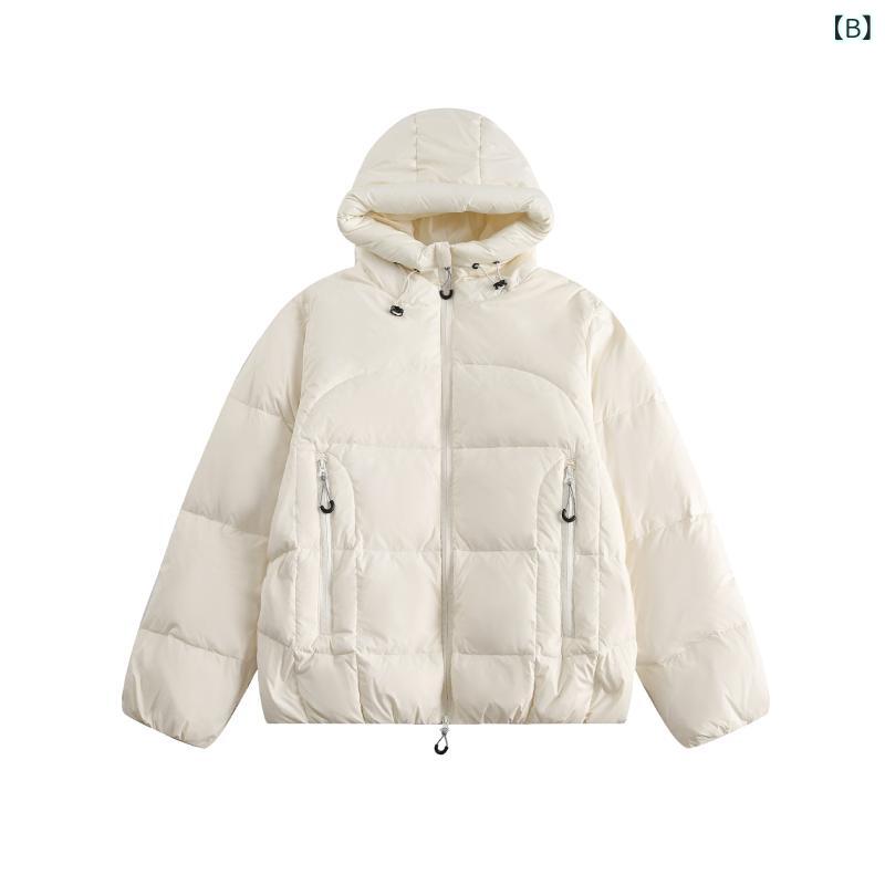 メンズ ダウンジャケット 秋冬 日系 レトロ ホワイトダックダウン フード付き ゆったり 厚手 防寒 アウター 普段使い 部屋着 アウトドア ブラック アイボリー