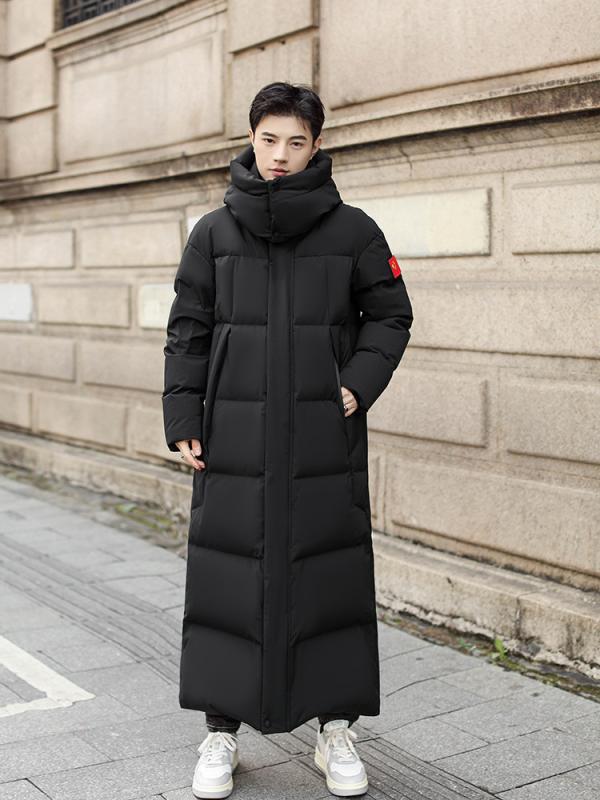 羽绒服 男女兼用 防風 加厚 ロング丈 グースダウン 85% 大码 防水 防寒 アウター 冬 ブラック 700フィルパワー